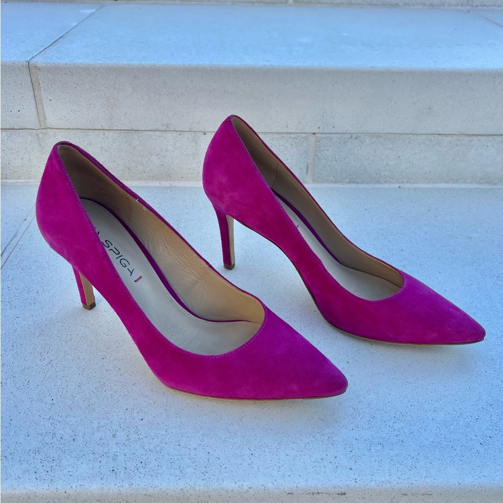 Via Spiga Fuchsia Suede Heels - Picture 2 of 3